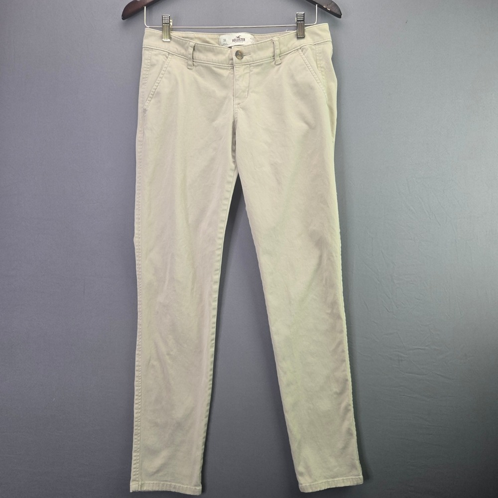 Hollister Chino Pants Slim Khaki Tan W26 L31 Size 3R Low Rise Twill Trousers